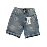 Mixed Emotion 'ME' Rhinestone Blue Denim Shorts