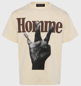 Homme Femme Twisted Fingers Tee Cream with Brown