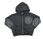 Eclipse’ Grey Acid Wash Rhinestone Hoodie