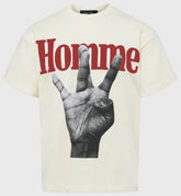 Homme Femme Twisted Fingers Tee Cream with Red