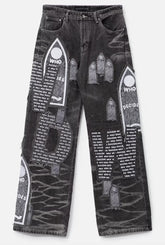 Who Decides War Motif Patched Denim Pre-Owned