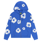 Denim Tears Cotton Wreath Zip Hoodie Blue