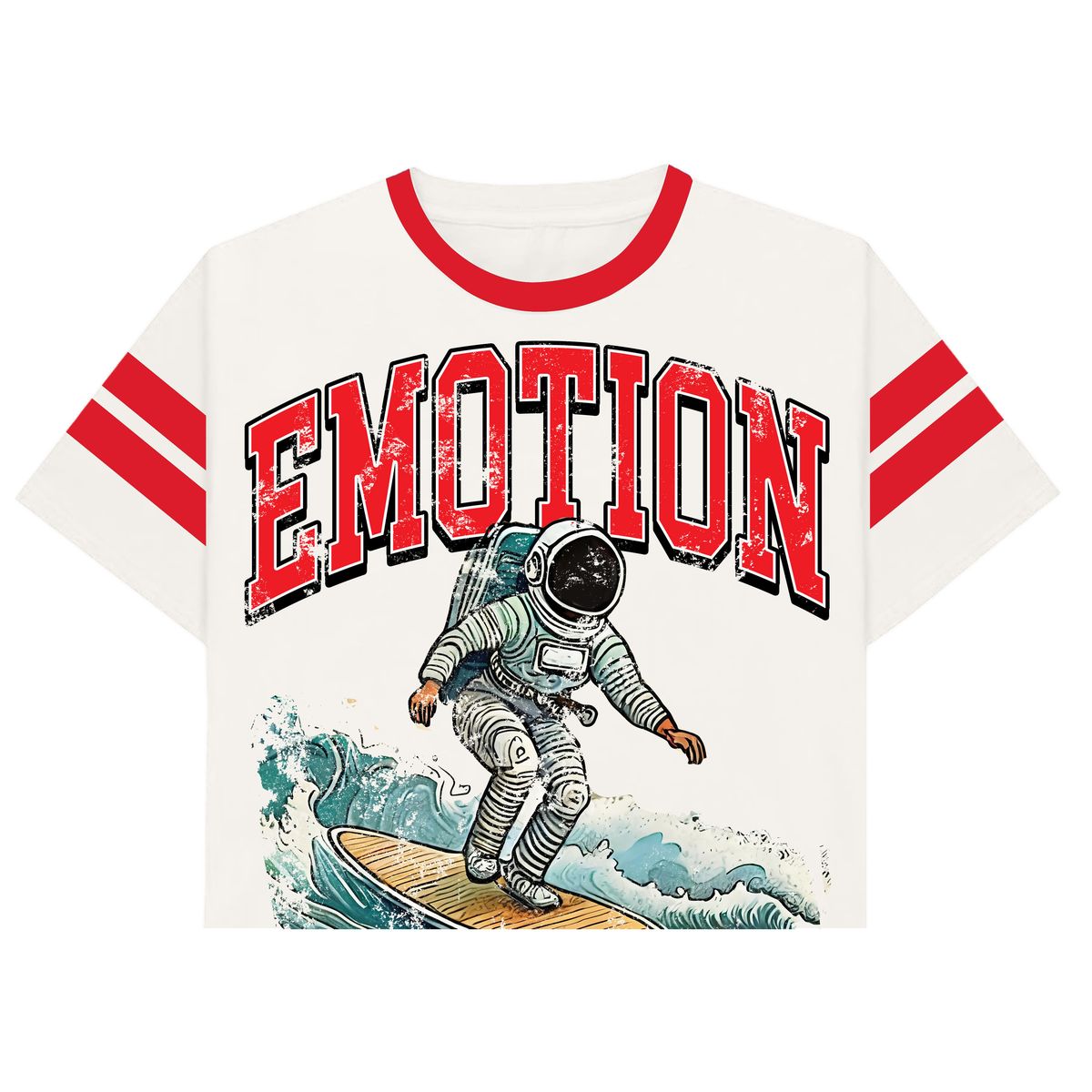 Mixed Emotions "Beach" Cream Cropped tee