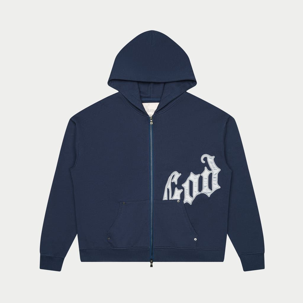GODSPEED Navy/Silver Satin OG Logo Sweatsuit V2