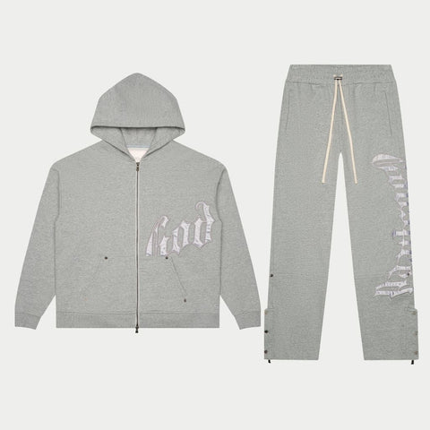 GODSPEED OG Logo Sweatsuit V2 (Grey/Silver Satin)