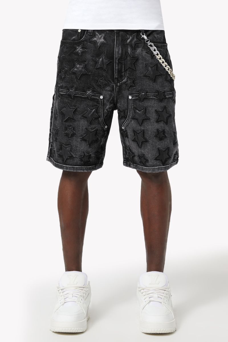 GUAPI Obsidian Black Stars Denim Shorts