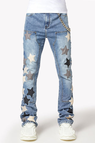 GUAPI Aqua Blue Vintage Stars Denim