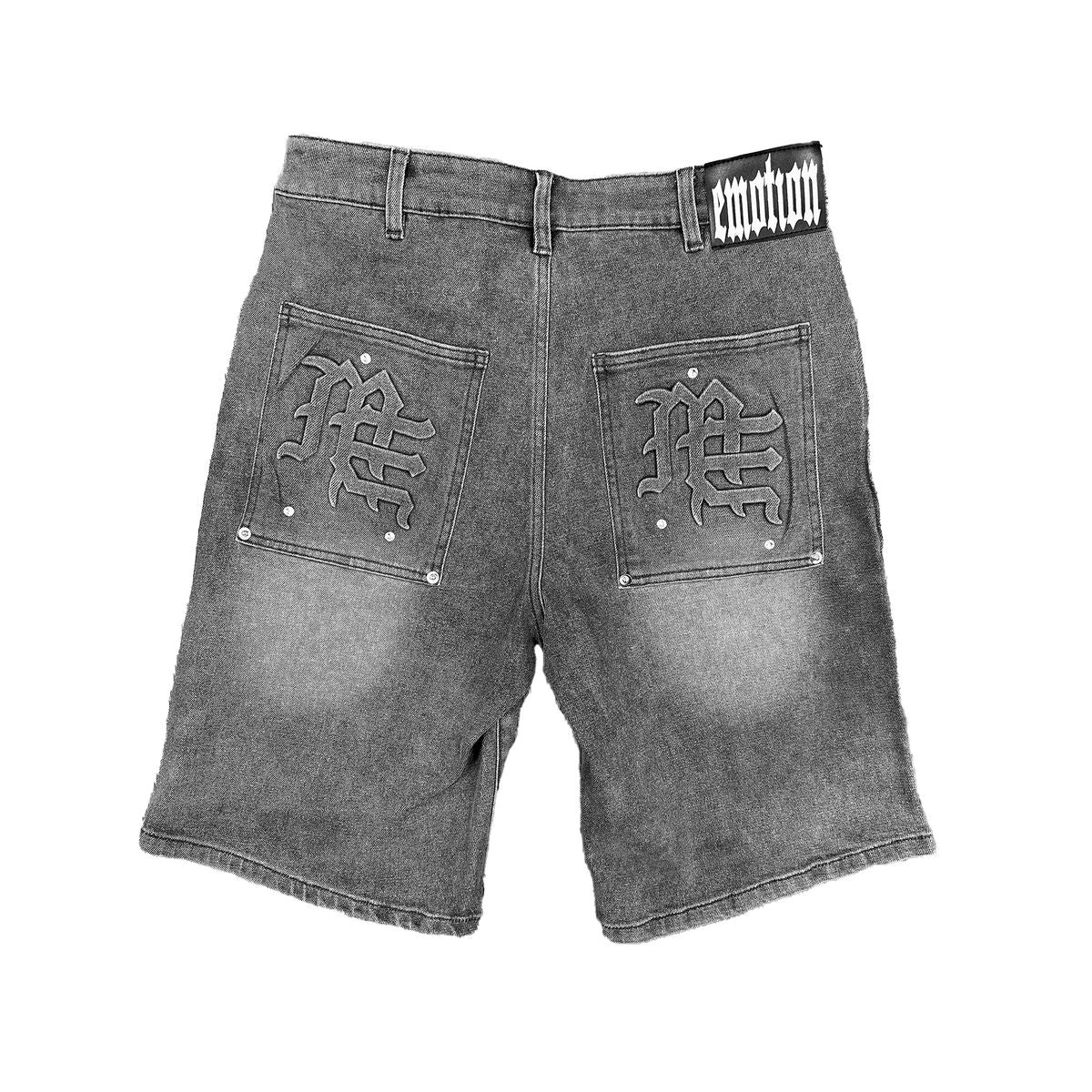 Mixed Emotion  'Paisley' Denim Black Shorts