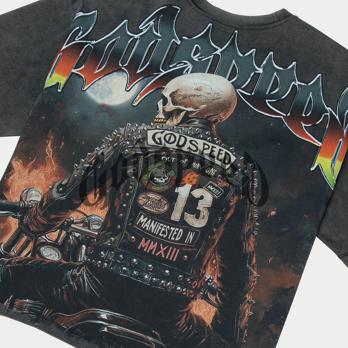 Godspeed Biker Nation Grey Wash Tee