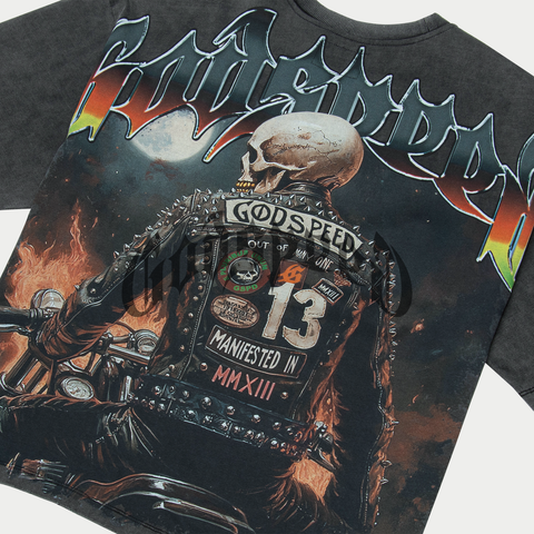 Godspeed Biker Nation Grey Wash Tee