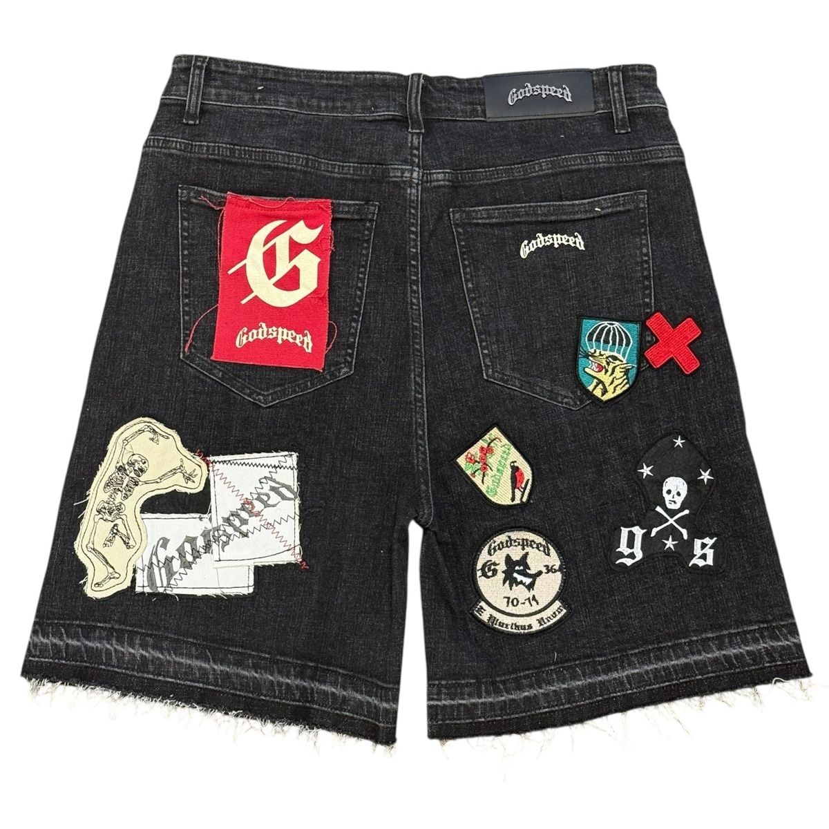 Godspeed Patchwork Black Denim Shorts