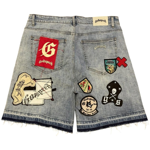 Godspeed Patchwork Blue Denim Shorts