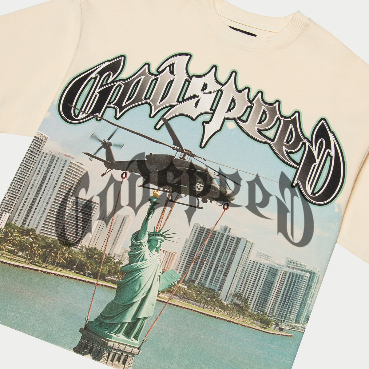 Godspeed JFK To MIA Bone Tee