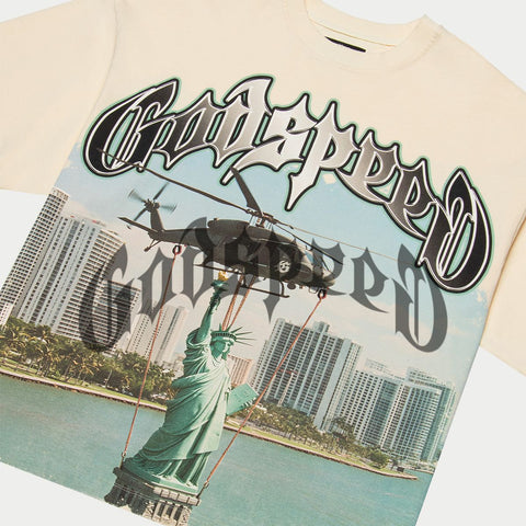 Godspeed JFK To MIA Bone Tee