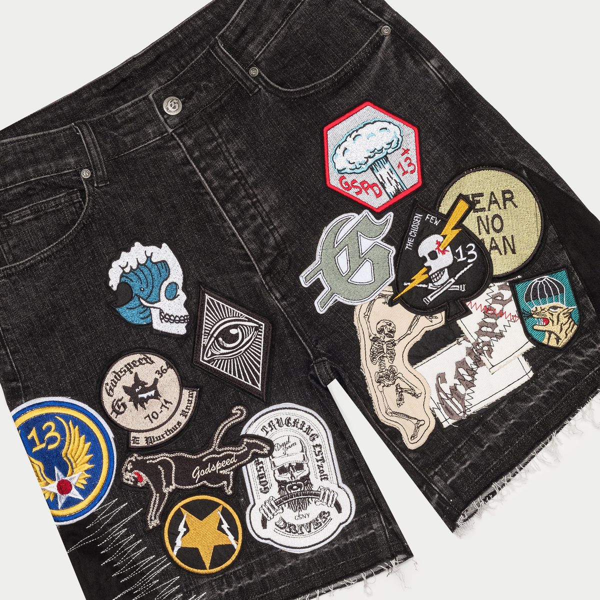Godspeed Patchwork Denim Shorts V2 Black