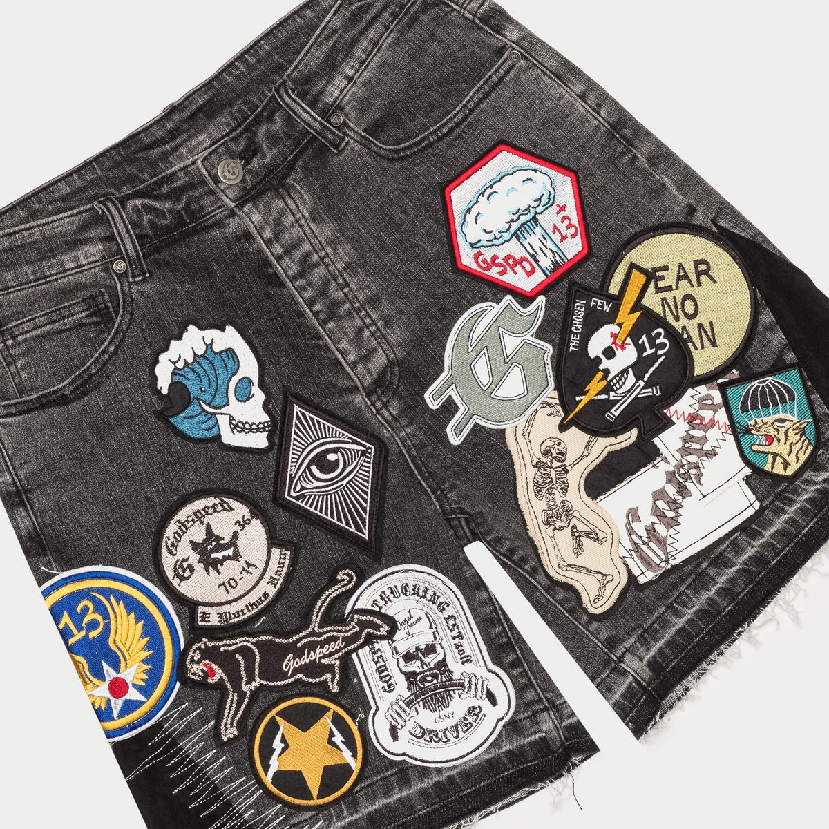 Godspeed Patchwork Denim Shorts V2 Grey