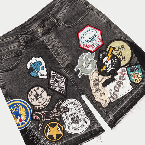 Godspeed Patchwork Denim Shorts V2 Grey