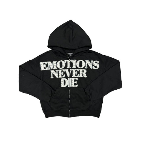 Mixed Emotion Black ‘End’ Rhinestone Hoodie