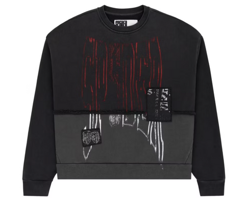Sp5der Diffused Collegiate Crewneck Black