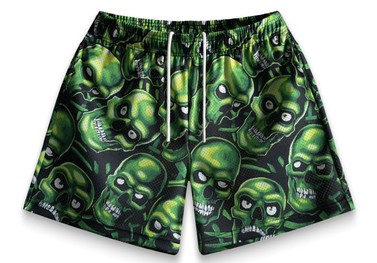 Bravest Studios Green Skully Mesh Shorts