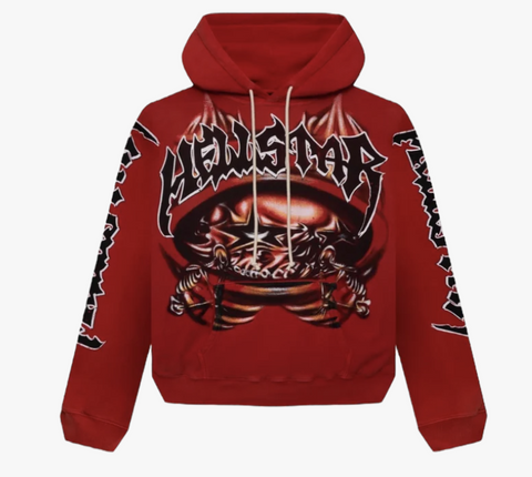 Hellstar Skeleton Airbrushed Hoodie Red