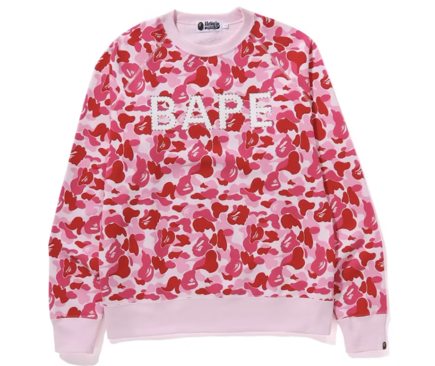 BAPE Pink Camo Crystal Stone Crewneck