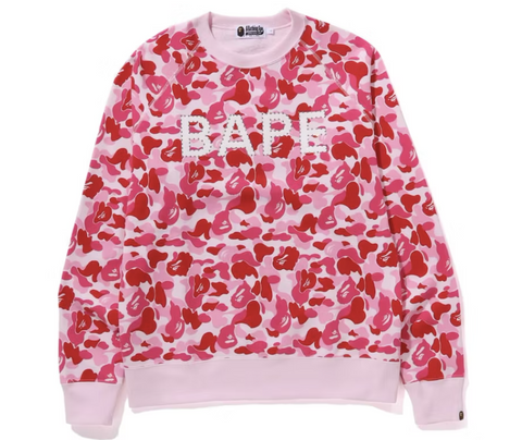 BAPE Pink Camo Crystal Stone Crewneck