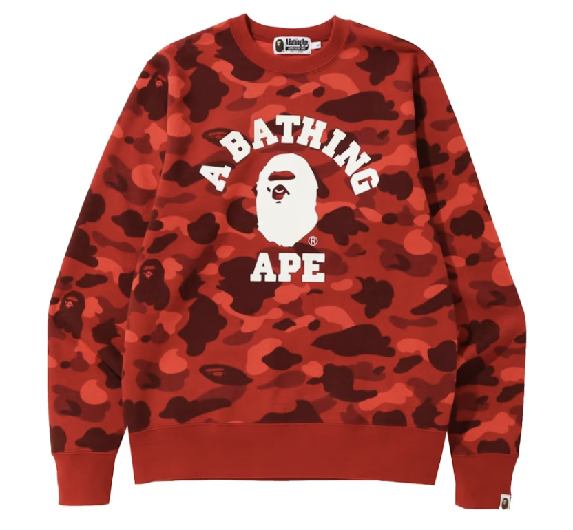 BAPE Red Camo College Crewneck