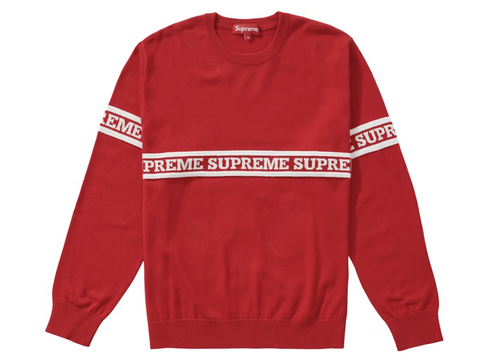 Supreme Logo Stripe Knit Top Red Pre-Owned