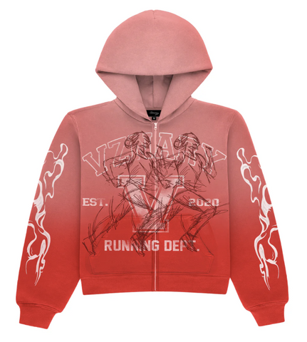Visionary Club "RED RUSH" BOXY OVERSIZED ZIP UP JACKET