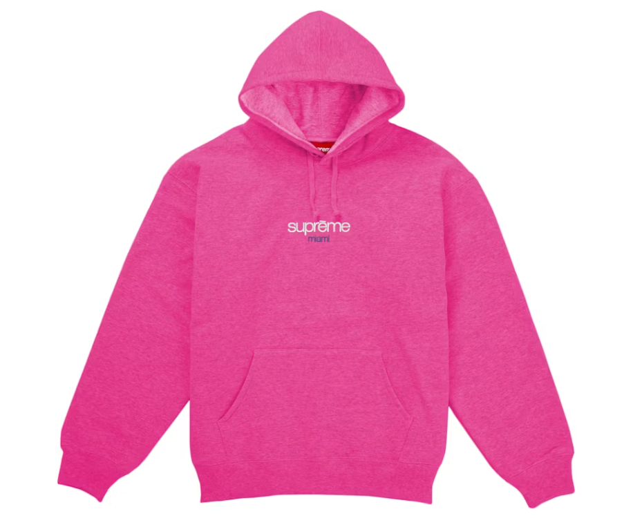 Supreme Classic Logo Miami Shop Hooded Sweatshirt Pink
