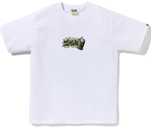 BAPE ABC Green Camo Spray White Tee