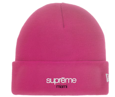 Supreme New Era Classic Logo Shop Beanie Pink