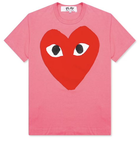 CDG Play Bright Heart Logo Pink Tee