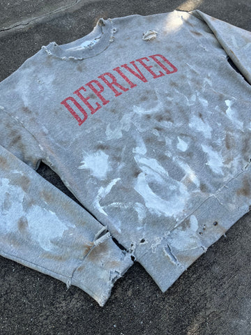 Deprived 1/6 "Risk" Crewneck Grey Distressed