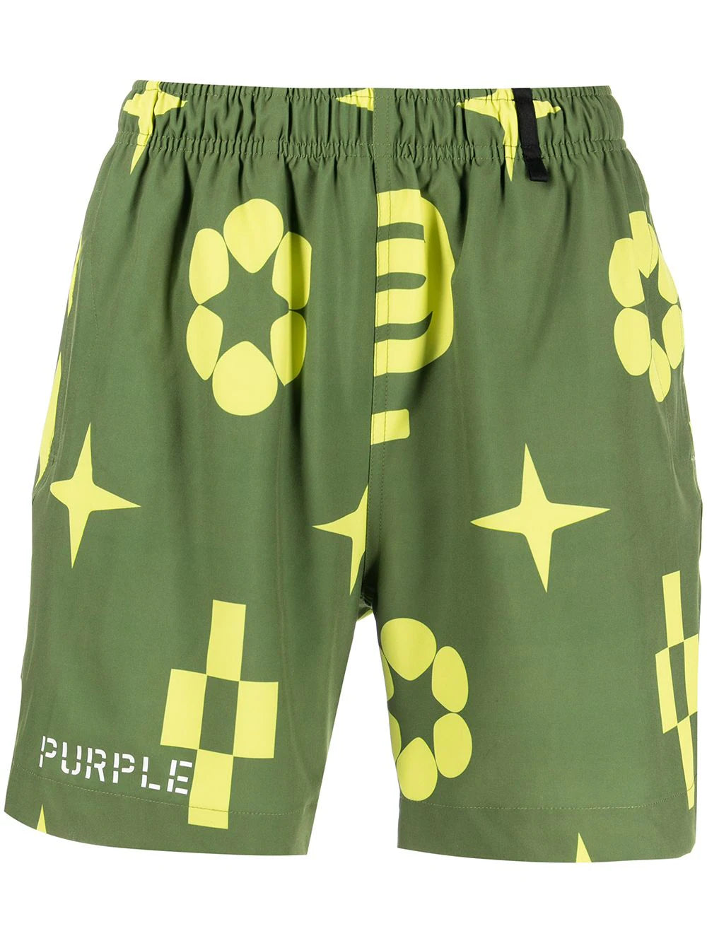 Purple Brand Green Jumbo Monogram Swim Shorts