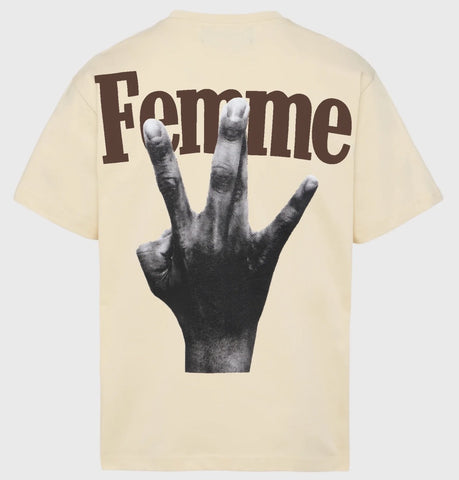 Homme Femme Twisted Fingers Tee Cream with Brown