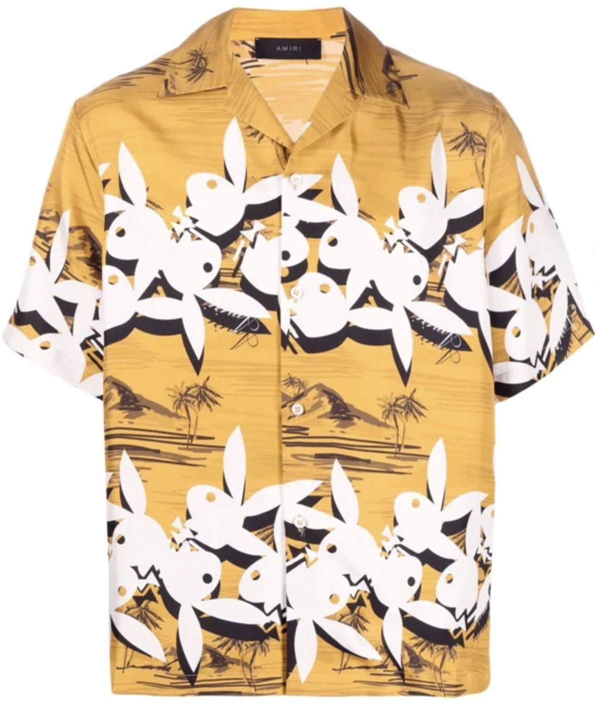 AMIRI PLAYBOY HAWAIIAN GOLD SILK SHIRT