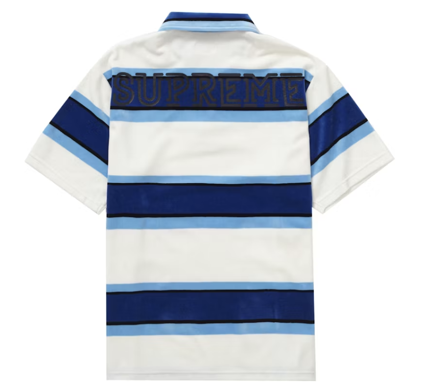 Supreme Stripe Velour Polo White Pre-Owned