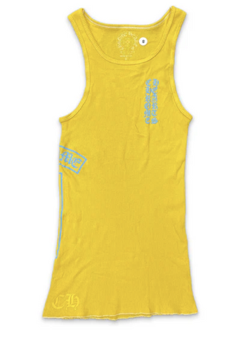 Chrome Hearts Yellow T-Bar Script Logo Tank Top