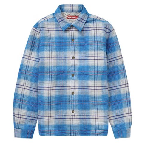 Supreme Blue Plaid Lined Flannel Snap Shirt