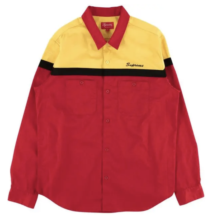 Supreme Color Blocked Work Shirt Red Pre-Owned