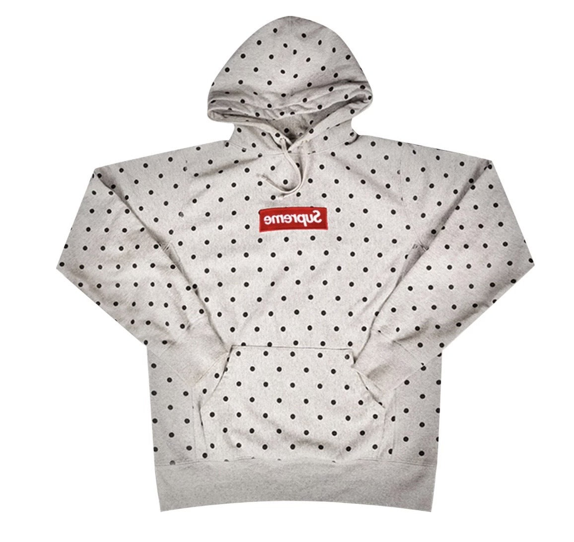 Supreme x CDG Polka Dot Box Logo Hooded Sweatshirt Heather Grey