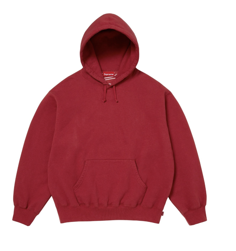 Satin Appliqué Hooded Sweatshirt Red