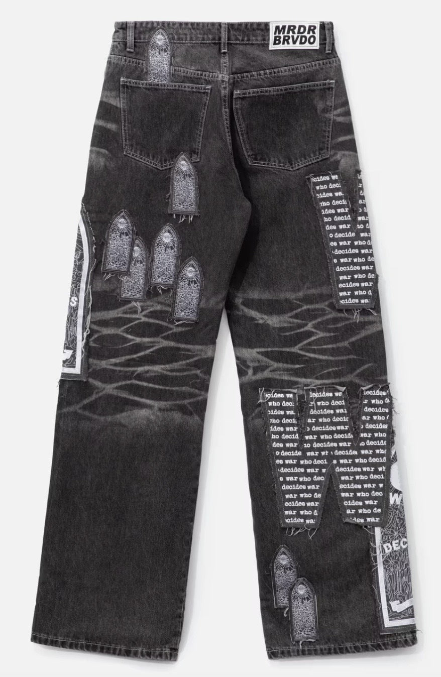 Who Decides War Motif Patched Denim Pre-Owned