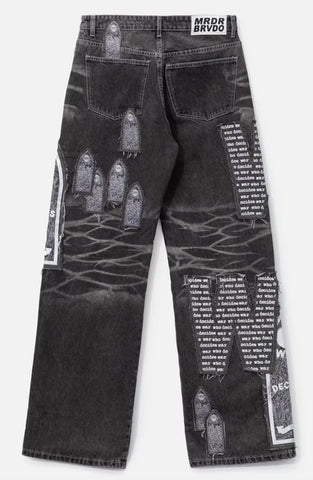 Who Decides War Motif Patched Denim Pre-Owned