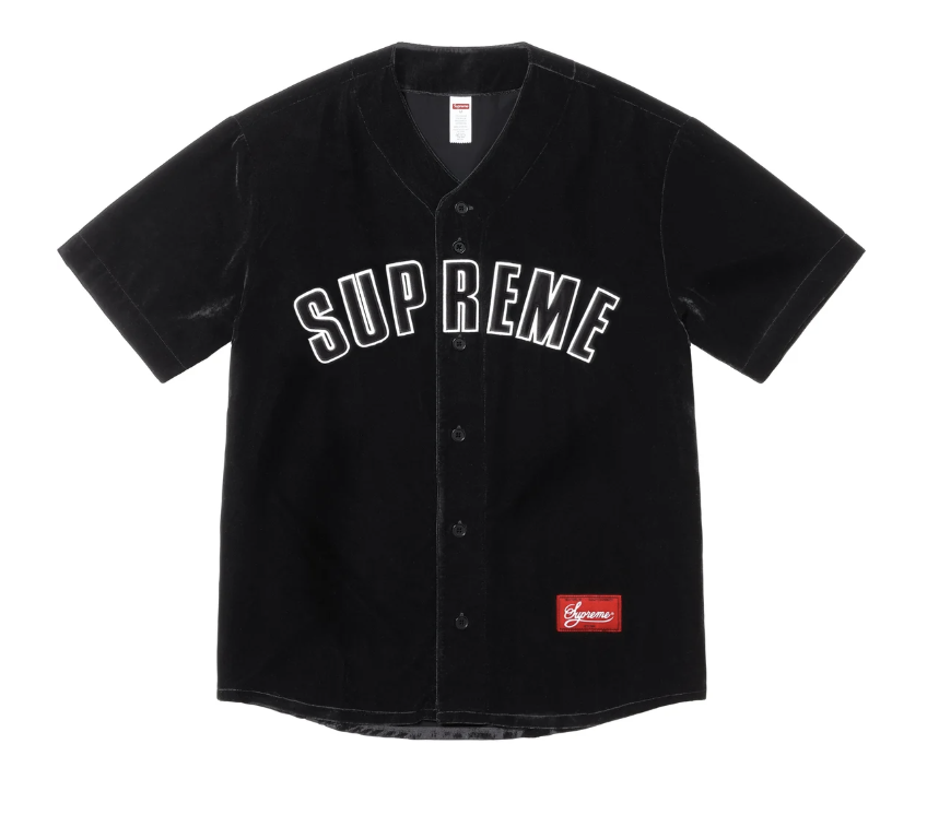 Supreme Velvet Baseball Jersey Black