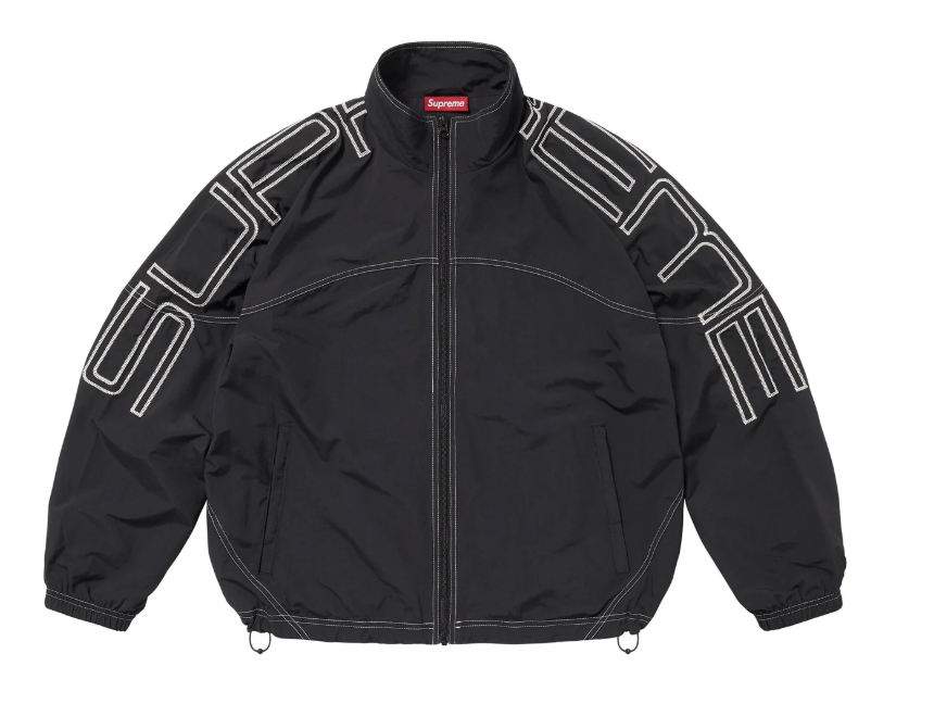 Supreme Spellout Embroidered Track Jacket Black