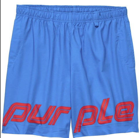 Purple Brand Logo Print Blue Swim Shorts