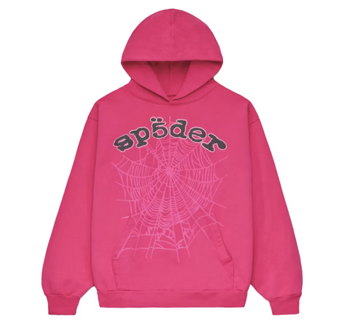 Sp5der Legacy Hoodie Pink Black Letters